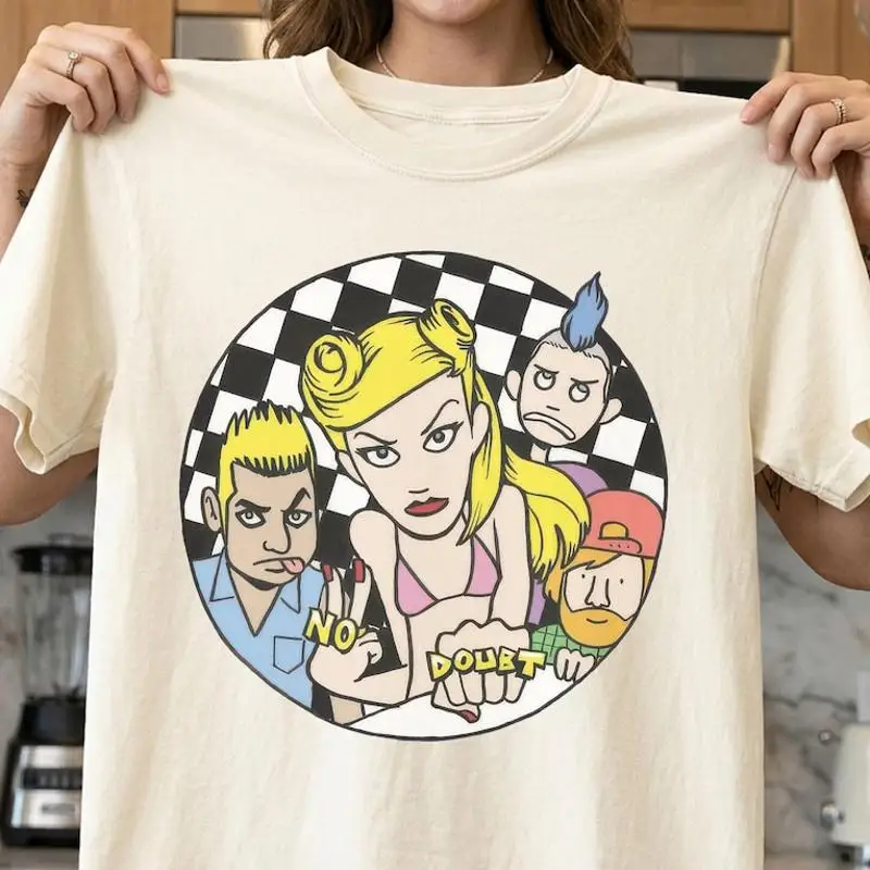 No Doubt Vintage Cartoon Gwen Stefani 90s Ska Punk T-Shirt