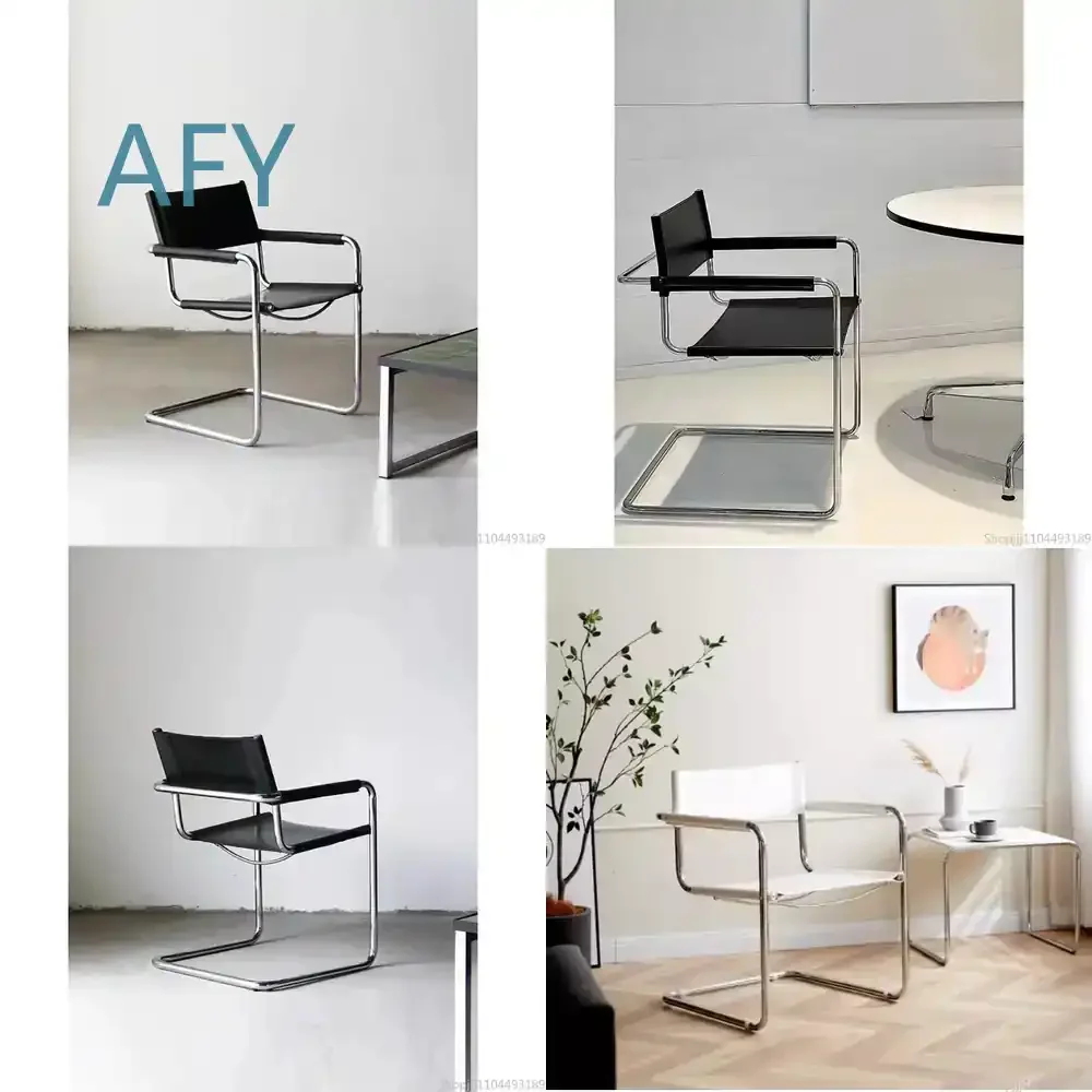 Bauhaus for Stainless Steel Dining Chairs for Space Saving Furniture for Saddle Leather Ergonomic Comfort Vanity Chair for