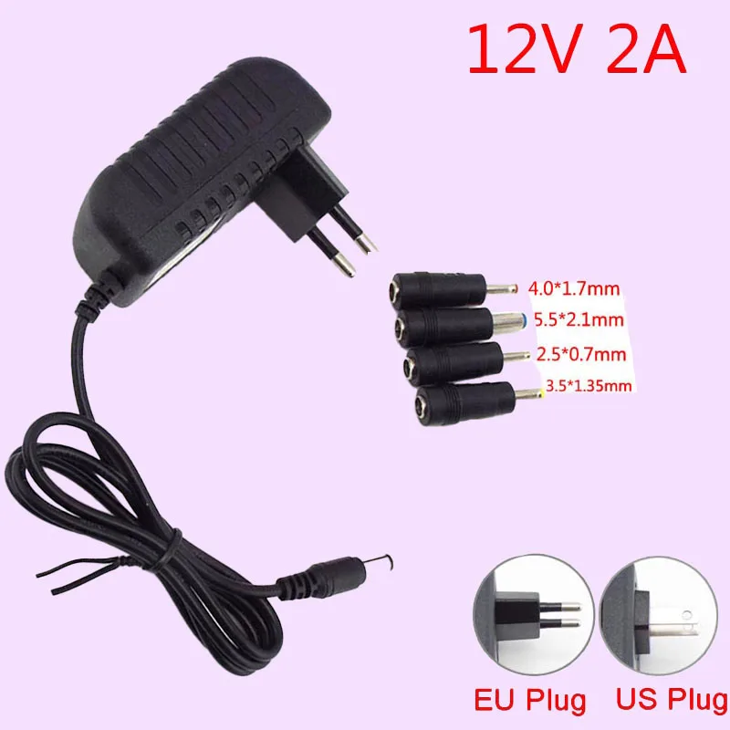 AC/DC Adapter DC 12V 2A AC 100-240V Converter Power Supply Charger US EU Plug 5.5*2.1mm 4.0*1.7mm 3.5*1.35mm 2.5*0.7mm DC Plug P