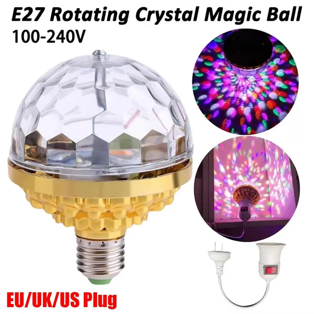 1Pcs E27 Rotating Magical Ball Light Mini Crystal RGB Projection Lamp Colorful with Sockets DJ Disco Ball Light Wedding Lighting