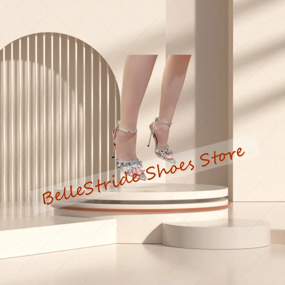 

Black Crystal Pointed Toe Sandals Buckle Strap Women Shoes Stilettos High Heels Party Banquet Dating 2025 Zapatos Para Mujere