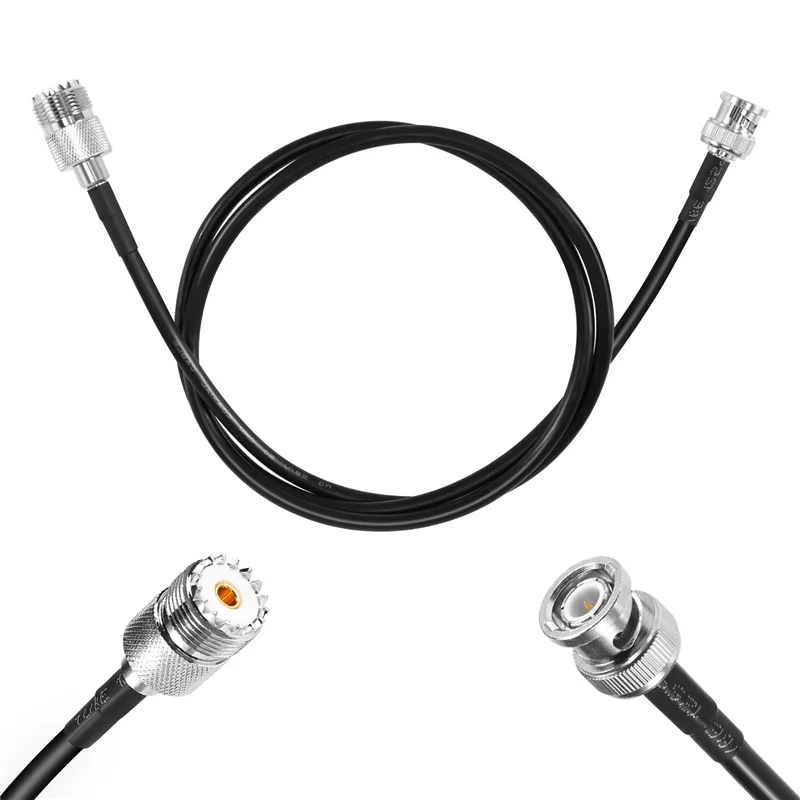RF UHF VHF Радио Коаксиальный антенный кабель BNC штекер к UHF SO239 RG-58U MILSPEC Коаксиальный мобильный телефон к базовой антенне 3 фута-AAAE