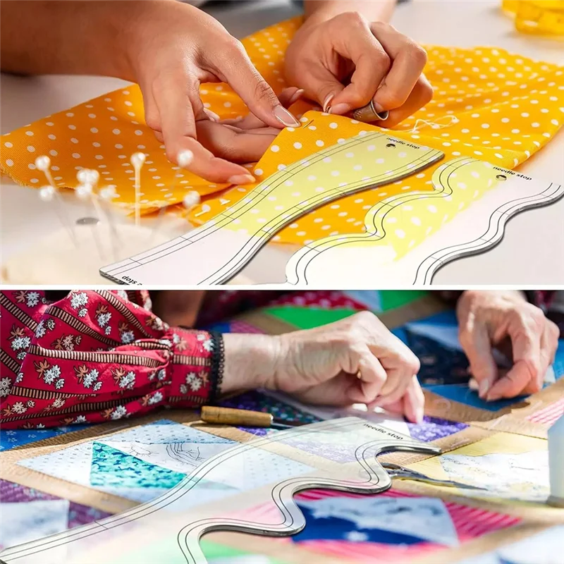 A27U, nuevo, 5 uds., regla ondulada acrílica, plantillas para acolchar, plantilla de dibujo DIY, regla de medida a medida, regla de retales suave