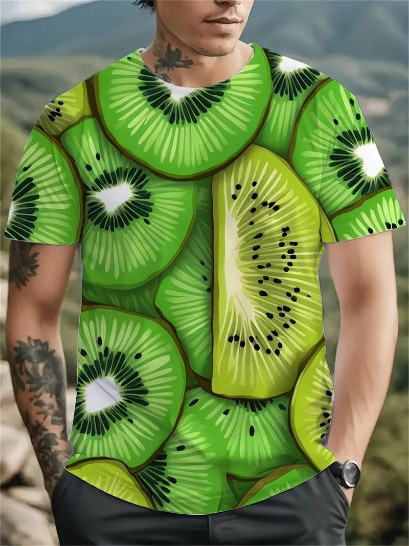 Men's Cabbage Korean Lettuce T-shirt 3D Printed Short Sleeve Vegetable Fruit Breathable Round Sleeve Casual Summer T-shirt Tops