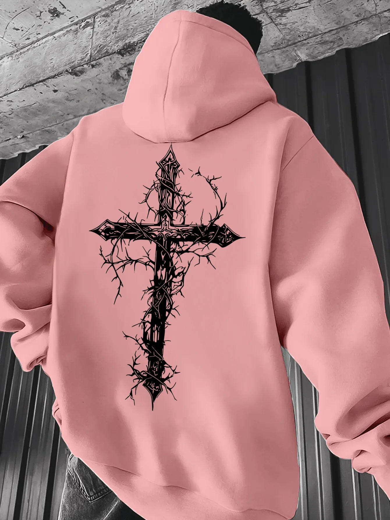 2026 Autumn_Winter Men's New Floral Cross Print Hoodie, Loose Fit, Trendy Sweatshirt, Casual and Comfortable Hoodie -