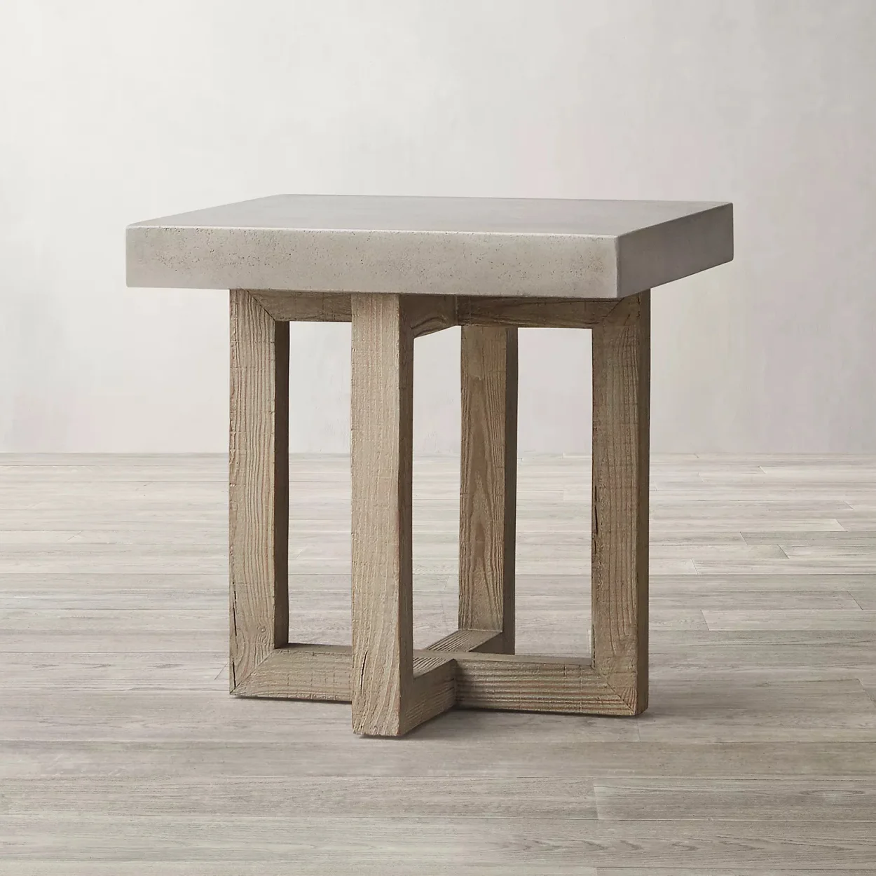 # Nordic American Rural Retro Design Small Living Room Concrete Layer square Solid Wood Side Table