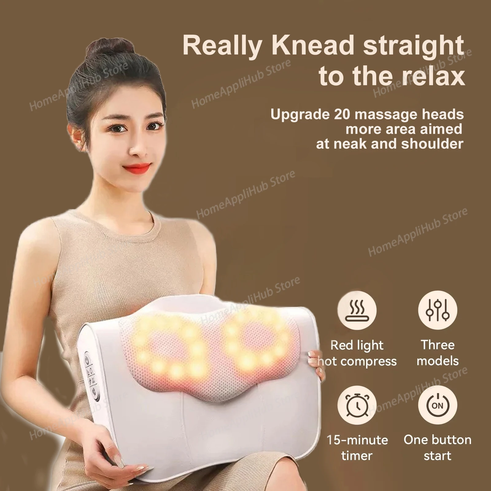3 in 1 Newest Massage Pillow with Car Home Duel Use Easy Carry Neck Back Shoulder Waist Body Massager Gift Relief Pain EU Plugs