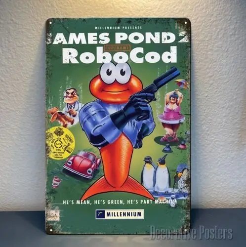 Pond 2 Robocod Retro Video Game Metal Poster - Size: 8x12inch  Sign-aluminum