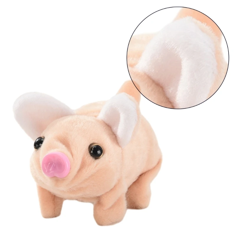 Plush Animal Toy Stuffed Animal Electronic Pet Oinking Walking Electric Piglet Toy for Kids Preschools Gifts W3JF