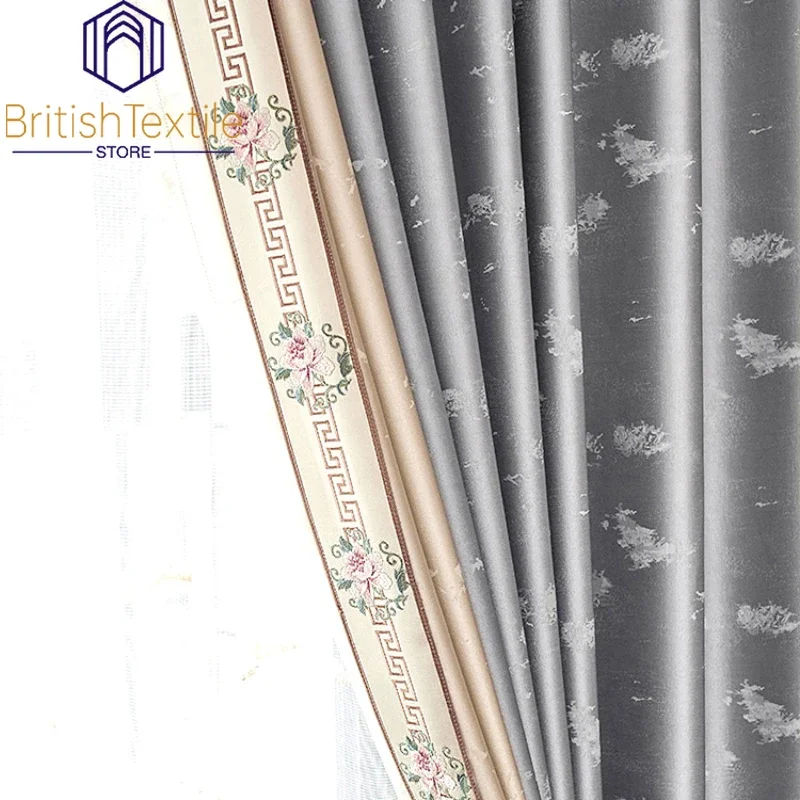 

Peony Embroidery Curtains for Living Dining Room Bedroom Chinese Style Zen Ancient Style Light Luxury Cloth High Precision