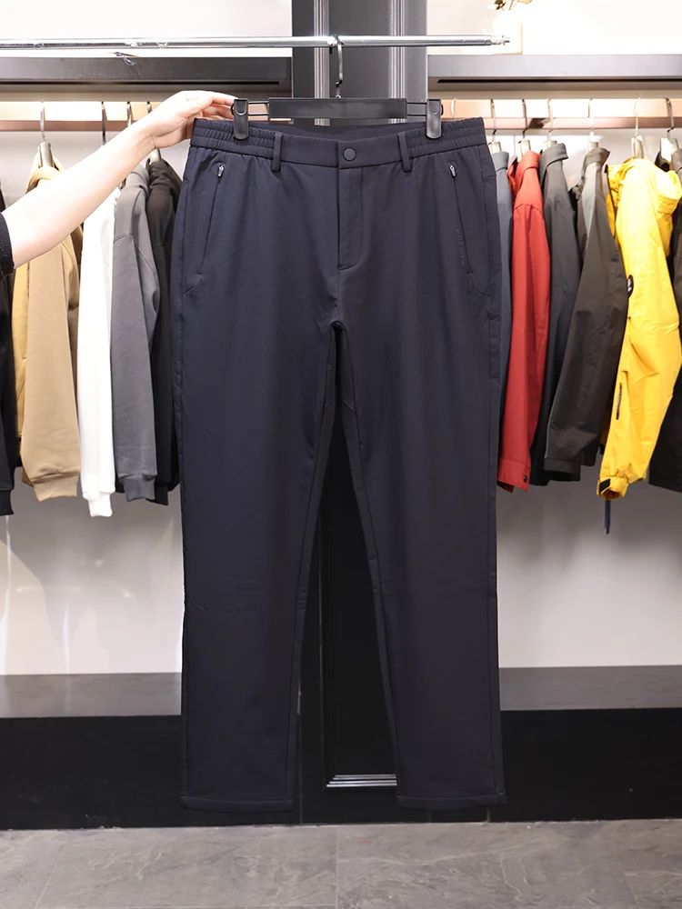 

Business Casual Men's Fleece Lined Straight Leg Pants Warmth Young Nylon Fabric 2025 Autumn Fashion Hometex Remove Label