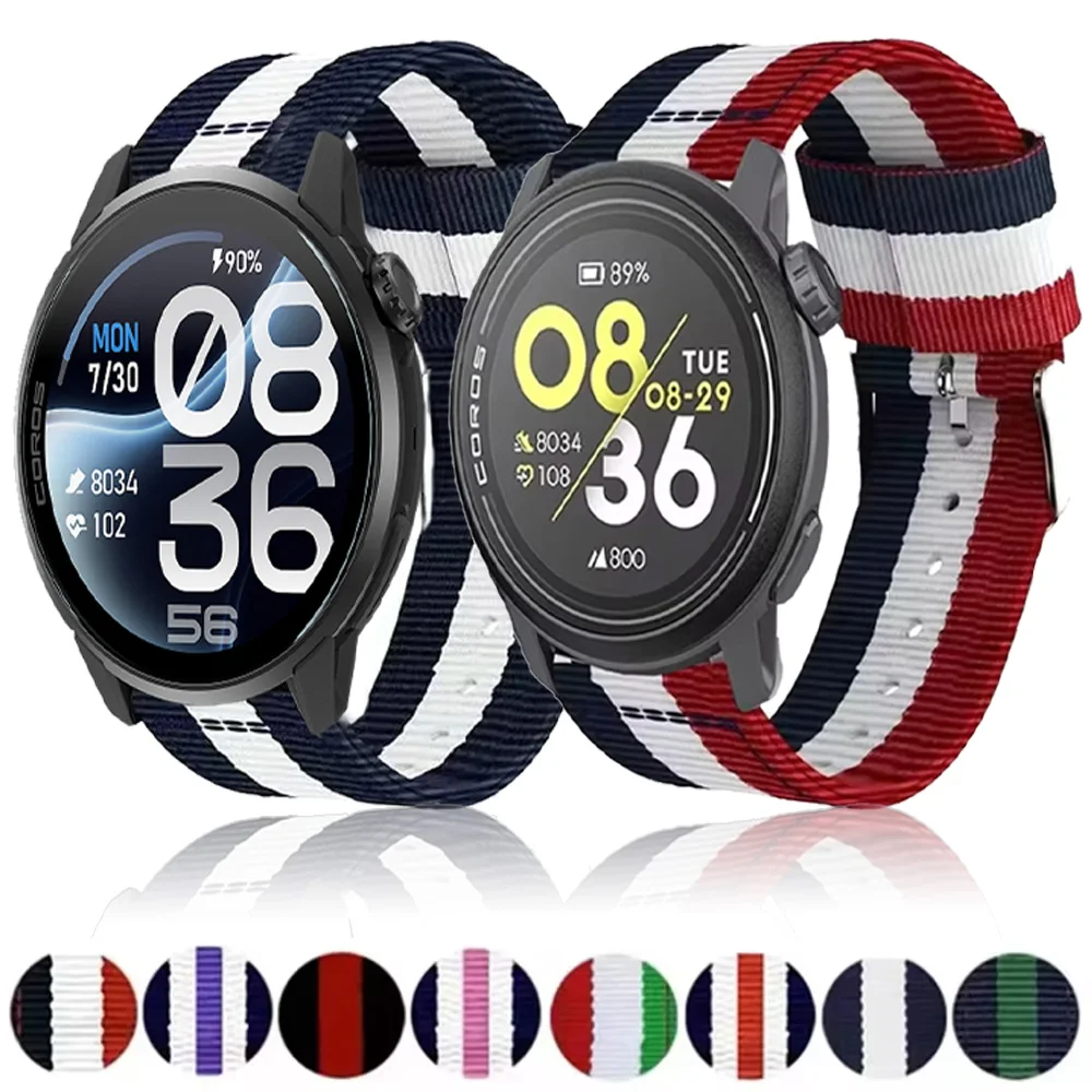 22mm Canvas Nylon Strap For COROS PACE 4 Pro/4/3/APEX 4 42mm Comfortable Band CMF Watch 3 Pro Suunto Vertical 2-1 Race 2-1-S Run