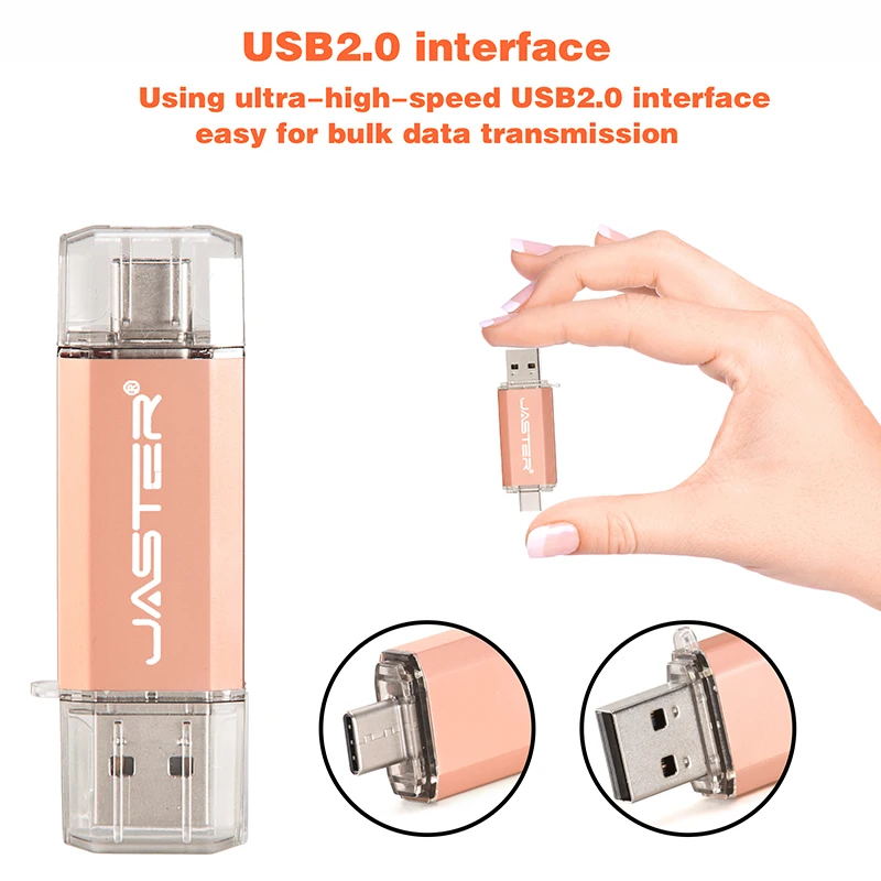 OTG USB Flash Drive 8GB 16GB untuk Ponsel Android 64GB flashdisk 128GB 32GB tipe c pen drive Stik memori logam cle usb