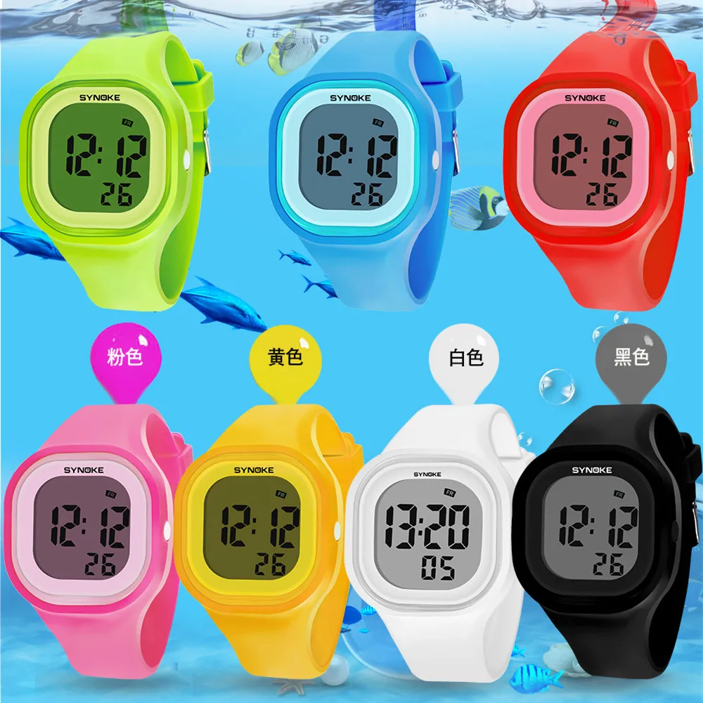 SYNOKE Men Outdoor Sports Multifunctional Waterproof Large Screen Display Luminous  Digital For Lady Fashion Silicon Watch