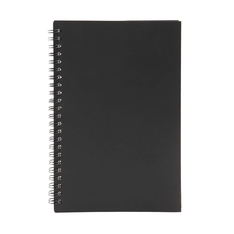 5Pcs A5 Black Spiral Notebook Blank Sketchbook Unruled Journal Pack Thick Blank Paper 50 Sheet 100 Unlined Pages