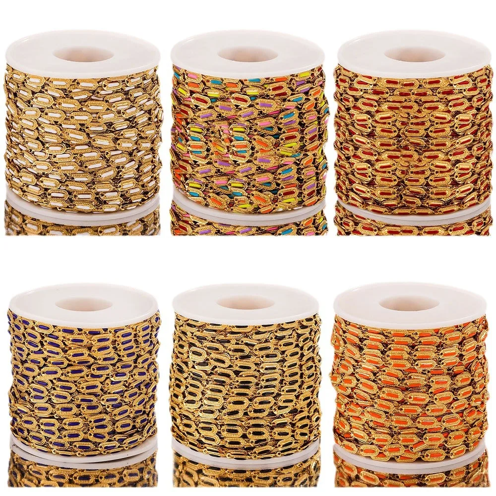 

2 meters color drip stainless steel chain Cuban chain DIY jewelry accessories loose chain jewelry accessories