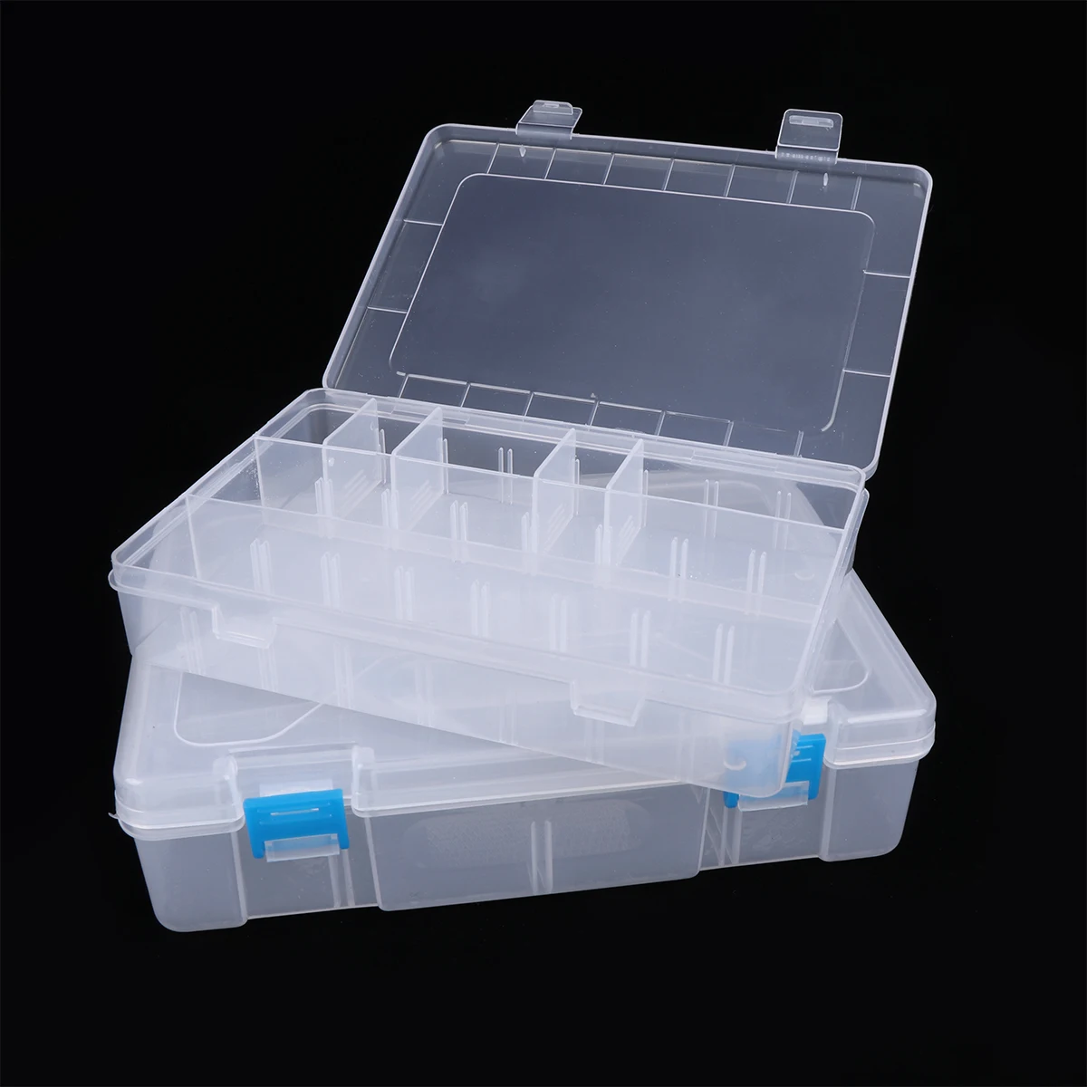 

2pcs Pp Plastic Stationery Box Large Capacity Double Layer Design Pencil Eraser Storage Holder For Students Transparent Pen Tray
