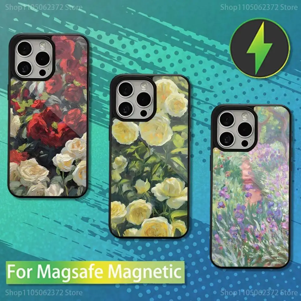 

Rose Art Oil Painting Phone Case For iPhone 16,17,15,14,13,12,11,Pro,Max,Plus,Mini,Magsafe,Magnetic Wireless Charging Case