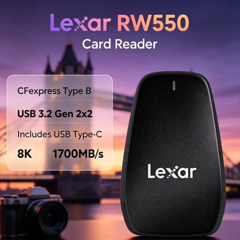 Lexar RW550 1700MB/s 8K 20Gbps USB Type-C USB 3.2 Gen 2x2 CFexpress Type B Reader CFexpress Card Reader for Video Transfer