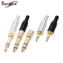 Conectores de cable de soldadura con resorte de tubo de aluminio, Conector estéreo de 3,5mm, 4 piezas, conector Jack de 3,5mm, 3 polos, macho