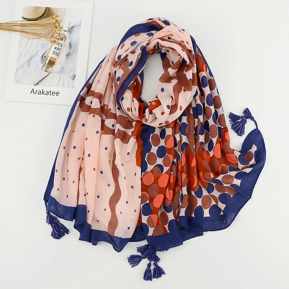 Fashion Printed Hijab Tassel Viscose Shawl Scarf Lady High Quality Wrap Pashmina Stole Bufandas Muslim Headscarf Floral Headband