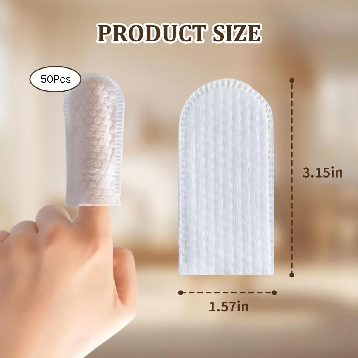 50Pcs Cotton Finger Cots Dog Ear Wipes for Pet Ear Cleaning Cloth Finger Covers Fingers Gloves Disposable for Nails Cleaning