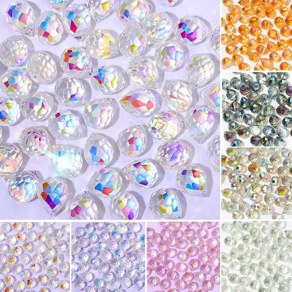 Diy Craft Supplies 50pcs 10x8mm Faceted Teardrop Glass Beads Top Drilled Water Drop Beads Transparent Loose Beads for Diy