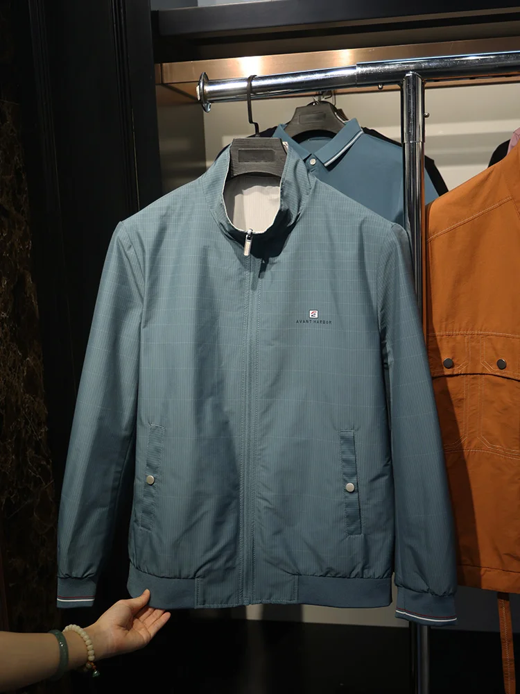 

Double-Sided Wear Men's Spring Autumn Stand Collar Striped Jaet Coat Small Label Faion Urban Sle Long Sve Zipper