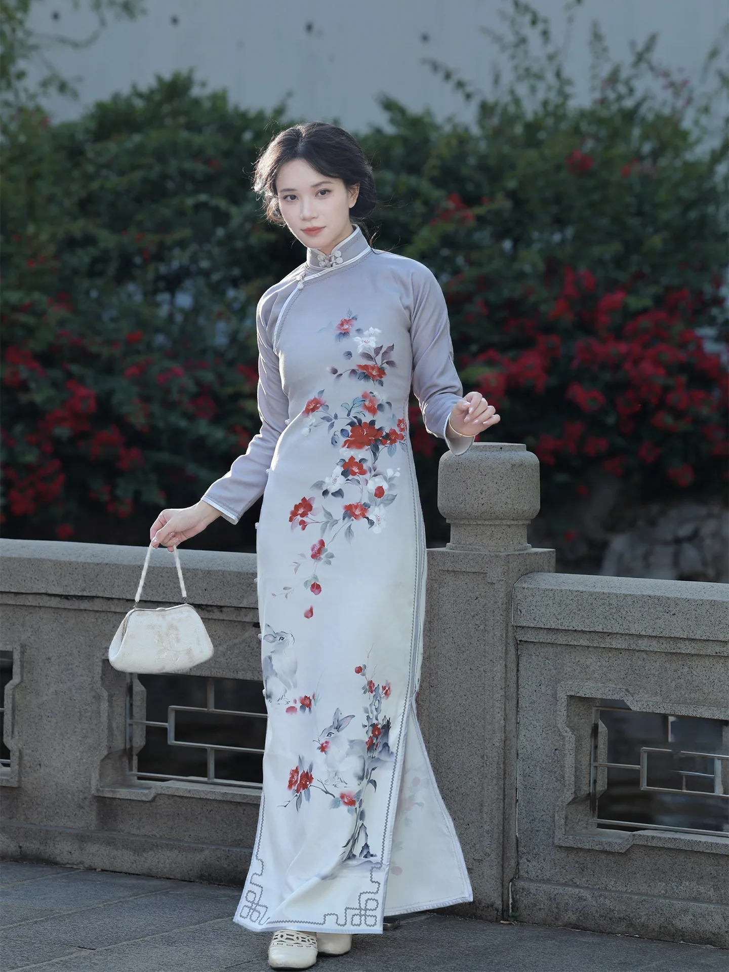 Retro Sle Long Sve Flag Robe Single Layer Flutton Girls Sle Comfortable Breathable Daily Wear Polyester Fiber