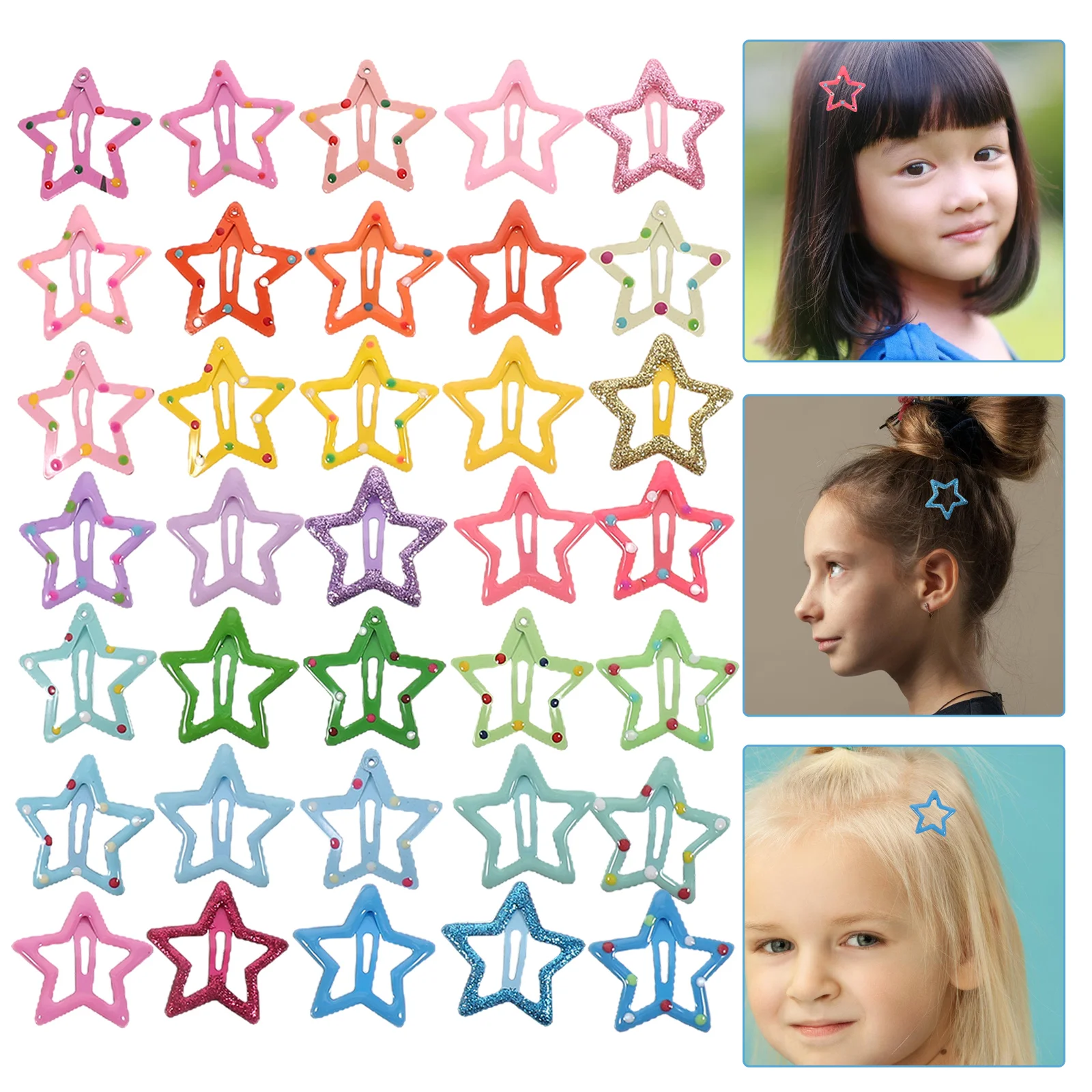 

35 Pcs Snap Hair Clip Decorative Clips for Girl Small Star Girls Accessories Kawaii