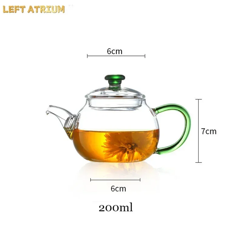 200ml Clear Heat-resistant Small Glass Teapot with Stainless Steel Filter Small Brewing Flower Green Tea Pot Kung Fu Tea Set