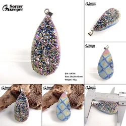 Natural Multi-color Agate Pendant Electroplating Quartz Crystal Cluster Minerals Reiki Healing Crystal Fit Jewelry Making AA738