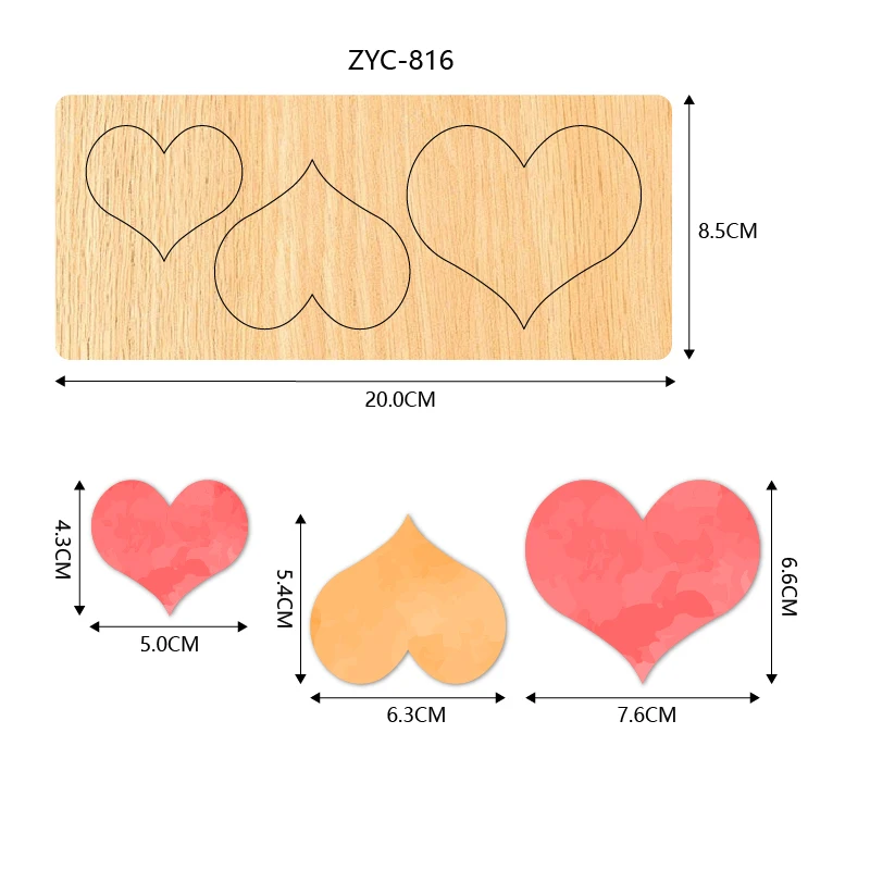 

ZYC-816 love wooden cutting mold suitable for diecutting machines