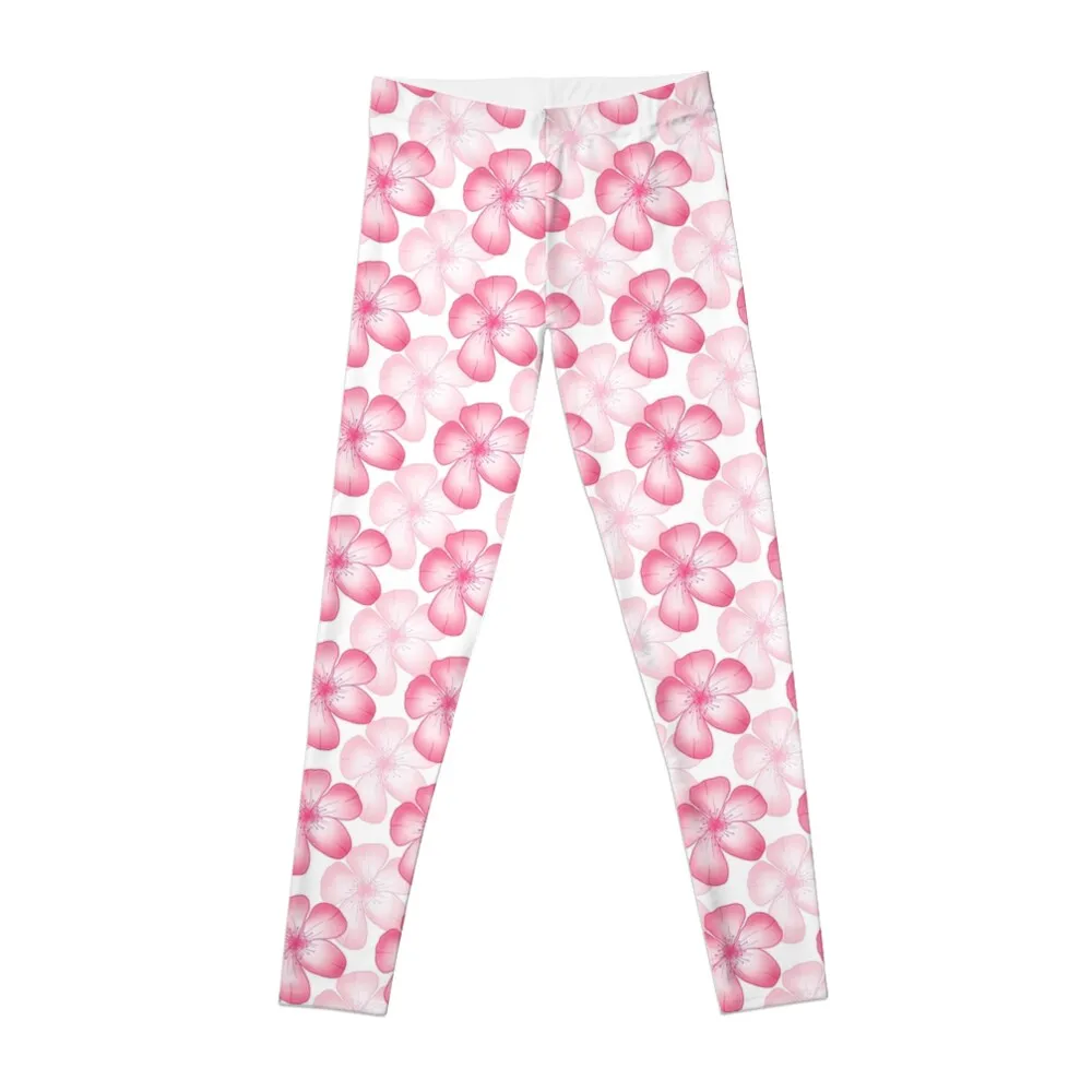 Apple Blossom Floral - PinkWhite Leggings harem pants push up tights for workout shorts Womens Leggings