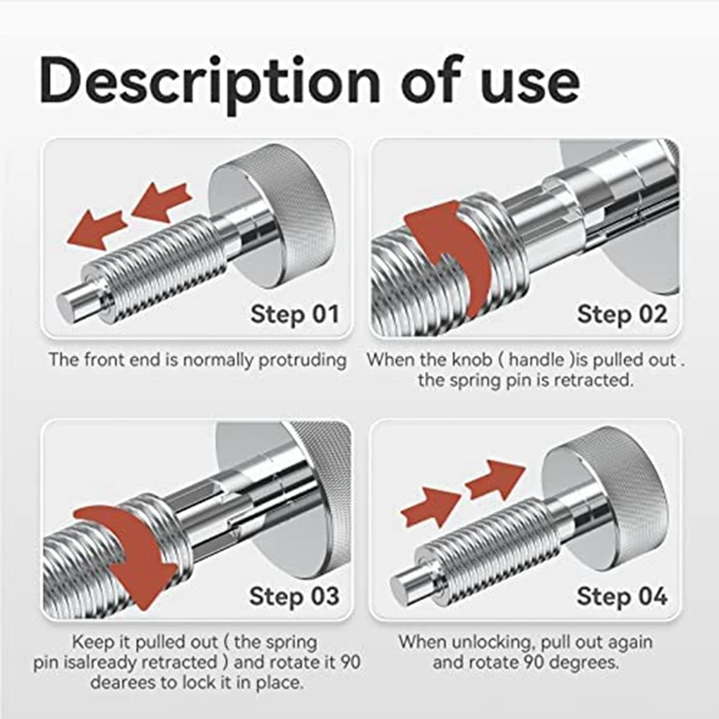 Quick Release Pins, Tools Handle for M6 Retractable Spring Locking Pins Plunger Latch for Rolling Toolbox 4pcs