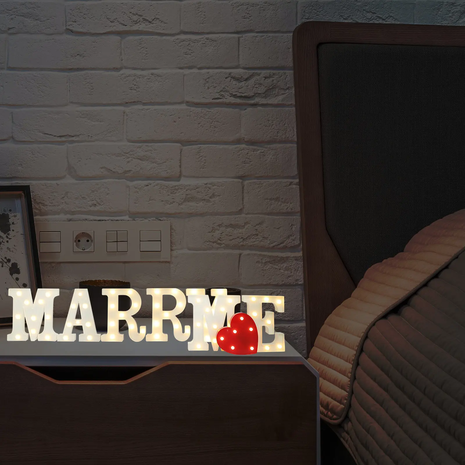 

8Pcs LED Letter Lights Signs for Room Decor Aesthetic Desk Decorations Light Up Letters for Wall Christmas Valentine Gift