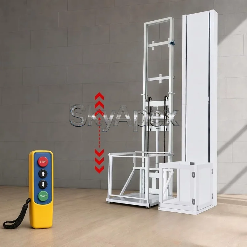 Electric Hydraulic Small Freight Elevator Guide Rail Type Simple Lifting Platform For Warehouse Factory Household Use