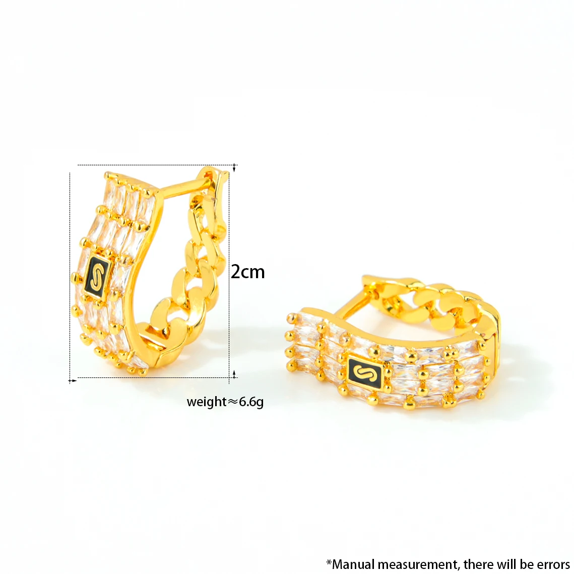 Monaco Fashion Zirkonia-Ohrhänger, 21k vergoldet, italienische Vintage-Clip-Creolen, Habesha-Schmuck für Damen, Event- und Party-Schmuck – Detail 6