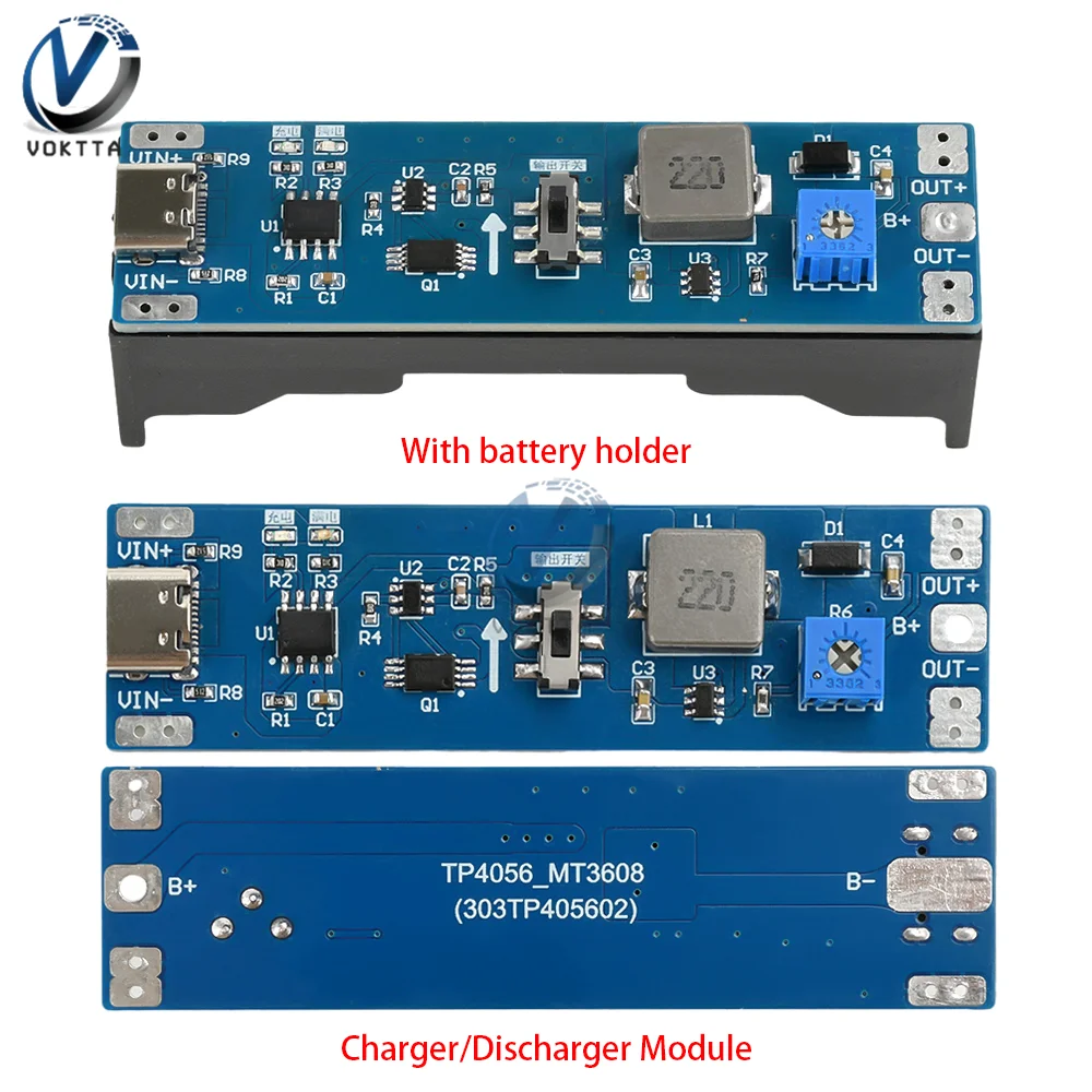

5V 9V 12V Type-C 18650 Lithium Battery Boost Step Up Module 3.7V to 9V 12V 1A Charging Discharge Booster Regulator Module