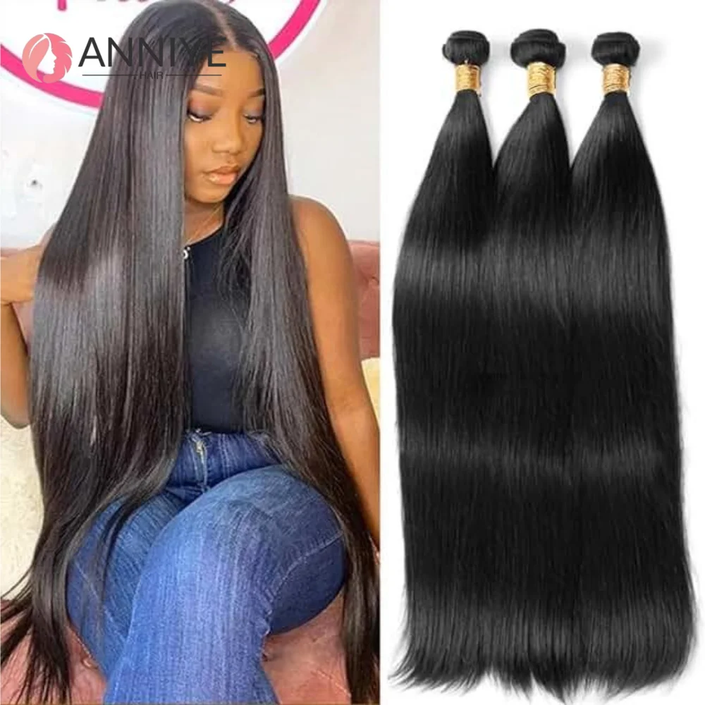 

Brazilian Bone Straight Human Hair 1 3 4 Bundles Raw Virgin Remy Hair Extensions Natural Color Long Hair For Women 30 Inch Hair