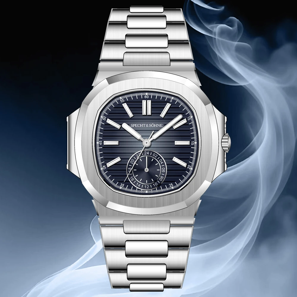 Specht & Söhne Men's Classic 5980 Watch Japan VH60 Movt Luminous AR Coating Sapphire Crystal Steel Wristwatches 50M Waterproof