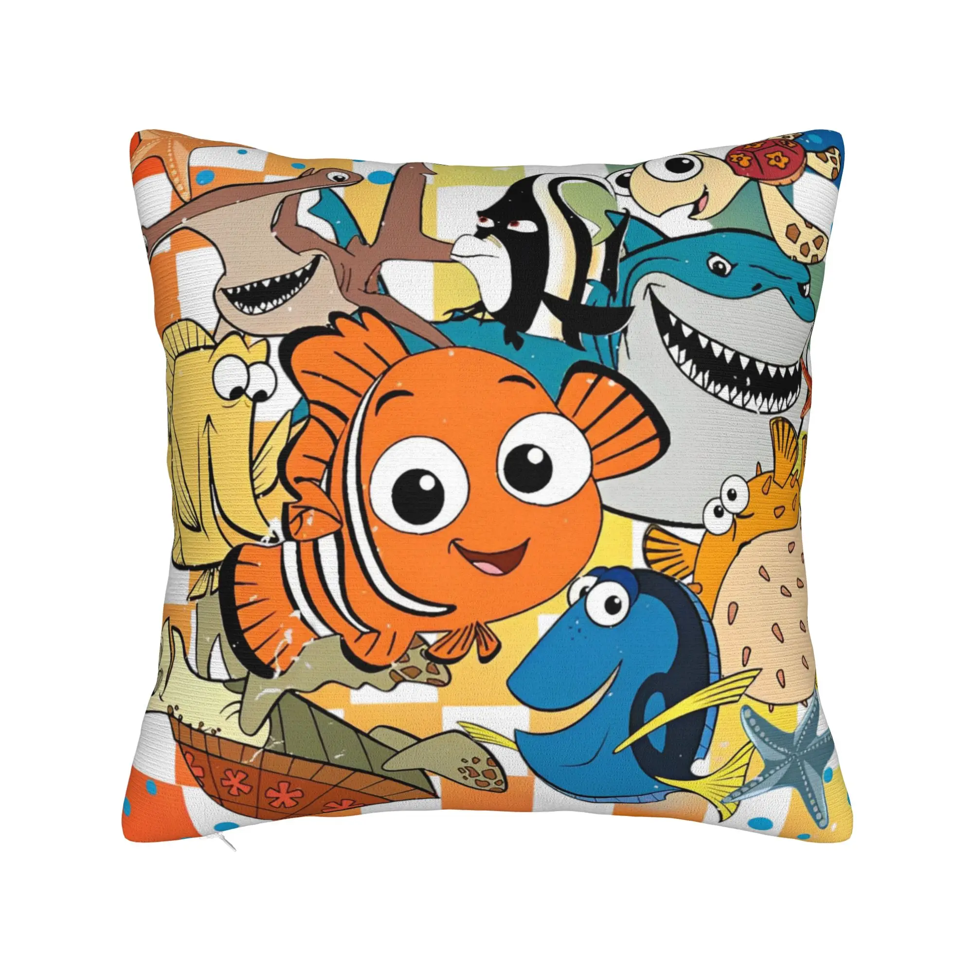 Finding Nemos Dorys Crush Squirt Square Pillow Case  Cushion Covers Funny Zippered Decor Pillowcase for Sofa 40x40cm