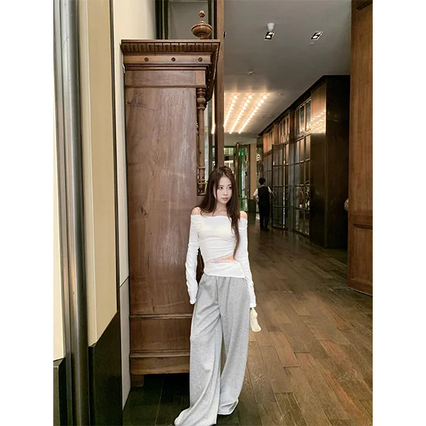 Camisetas de manga larga para mujer, Tops bordados de encaje, ajustados, cómodos, de invierno, Vintage, calle, minimalista, informal, estilo urbano