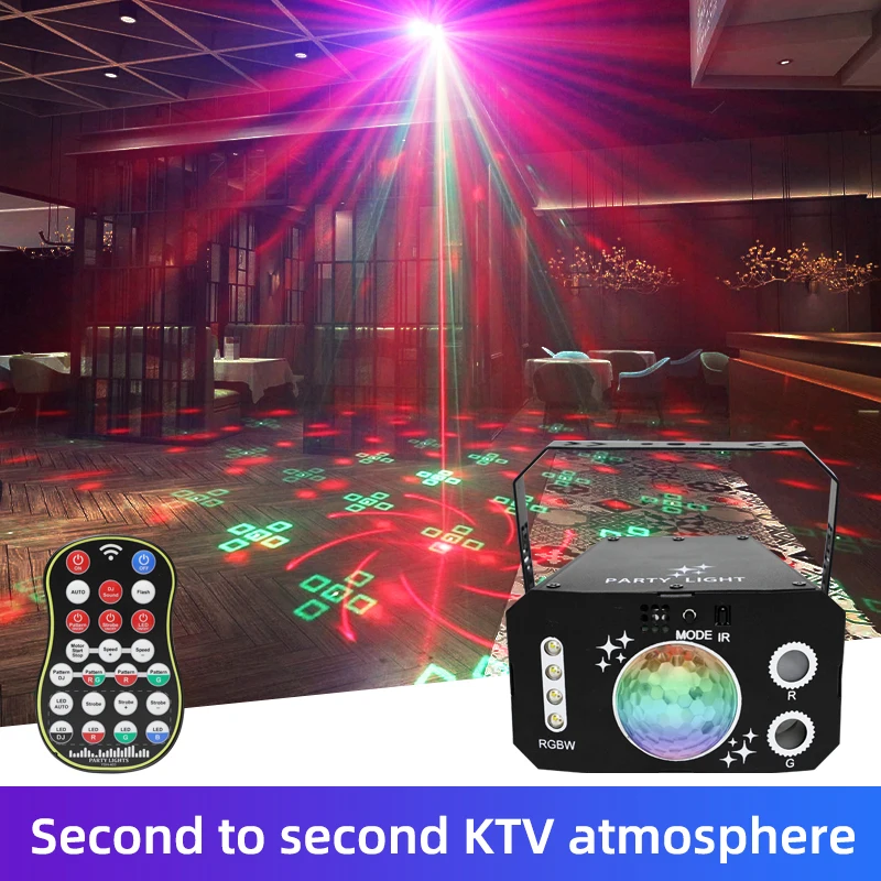 

7-Eye Magic Ball Flashing Atmosphere Stage light LED Strobe RG Projection 64 Picture Laser Lamp Disco DJ Dace Party Xmas H4N6