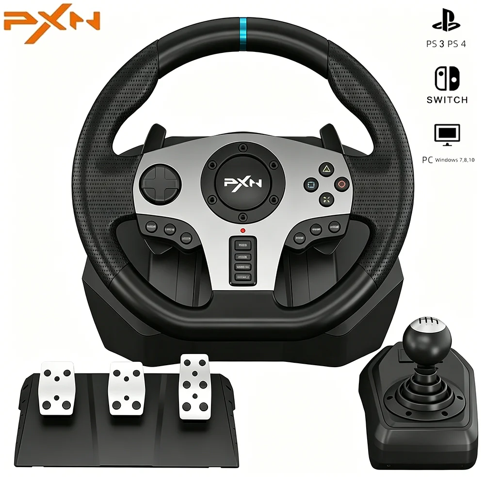 Volante de Carreras PXN V9, 270 ° /900 °   Controlador de Juego con Rotación para PC, PS3, PS4, Switch, Xbox One, Xbox Series X/S