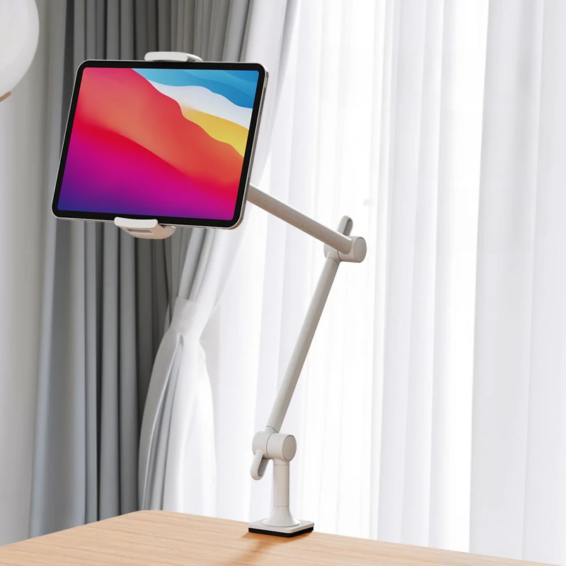 Metal Tablet Stand for 4.7-12.9 inch Screens 3 Arms Desk Clamp Suspension Long Extending Adjustablefor iPad Xiaomi Saumsung