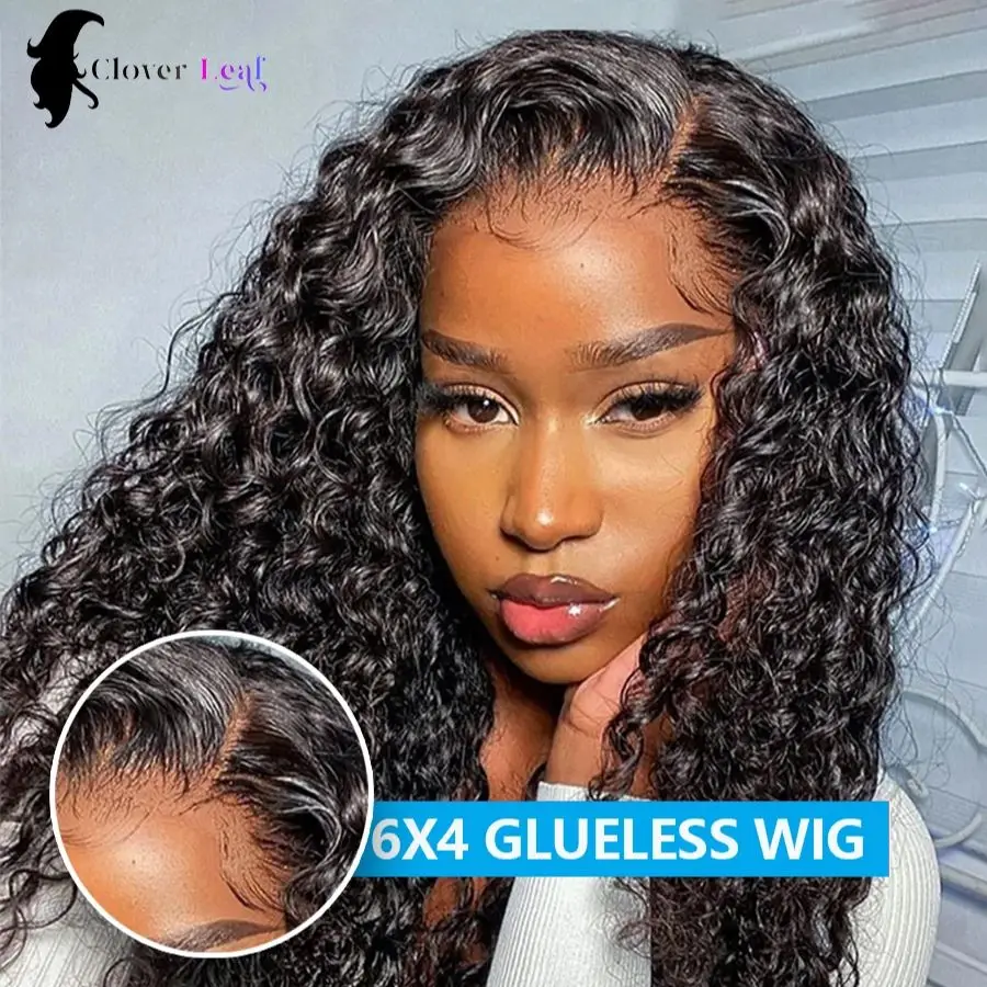 24 Inch Glueless Wig Human Hair Ready To wear Water Wave 6x4 Pre Cut Pre Plucked Lace Closure Wig Brazilian Wigs 100% Human Hair