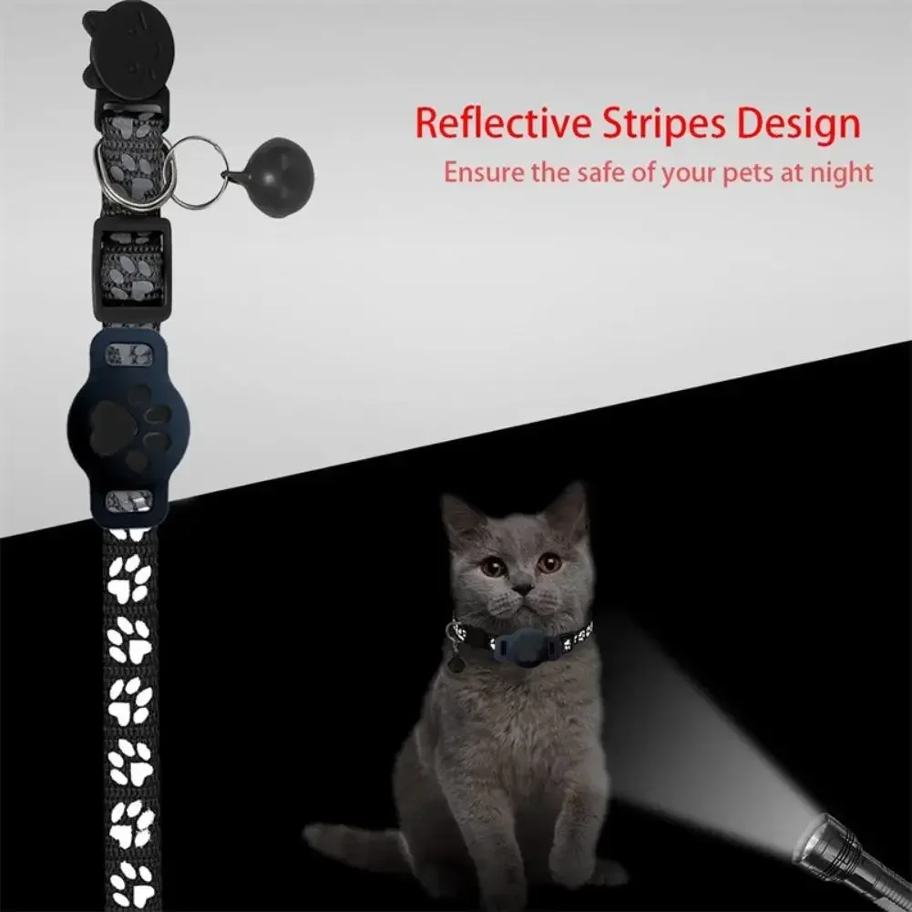 Katzenhalsband kompatibel mit AirTag, reflektierender Streifen mit Glocke, Sicherheitsverschluss, verstellbares Anti-Verlust-GPS-Tracking-Halsband für Kätzchen, kleine Welpen, für tägliche Outdoor-Spaziergänge. – Detail 8