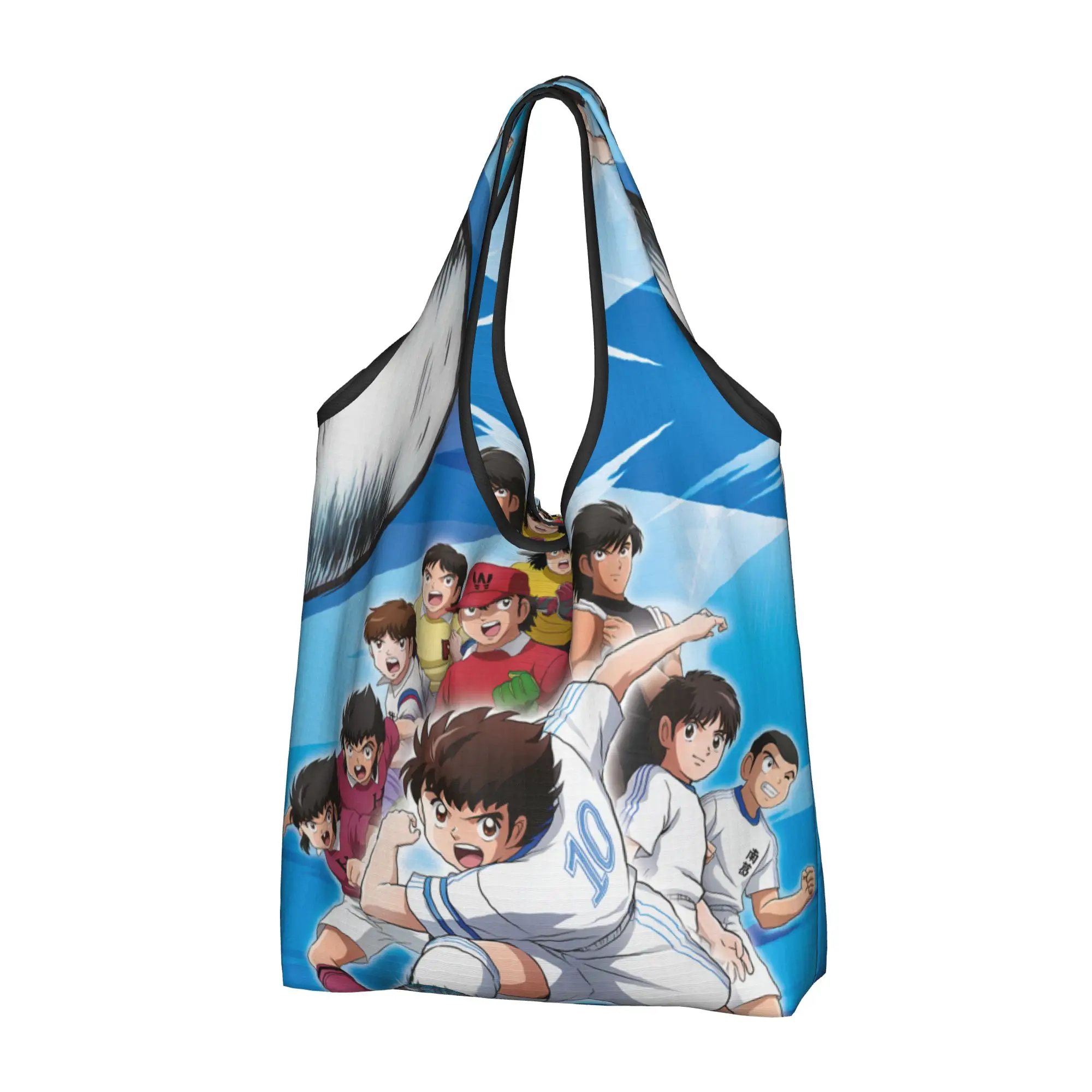 Custom Captain Tsubasa Characters Shopping Bag Portable Big Capacity Groceries Classic Manga Japanese Football Shopper Tote Bags