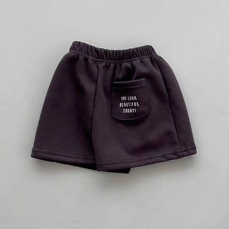 Sommer-Shorts für Mädchen mit dünnem Buchstaben-Print und Taschen, lockere Shorts mit elastischem Bund für Kleinkinder und Babys – Detail 11